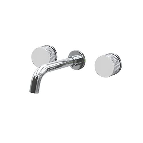 An Der Wand Montierter Badezimmerhahn, Badezimmer-Waschtisch-Wandhahn Mit Doppelhebelgriffen, An Der Wand Montierter Messing-Waschbeckenhahn, Mischbatterie Für Heißes Und Kaltes Wasser, Waschbeckenha von WDSOPK