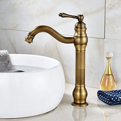 Antiker Messing-Waschtischarmatur Mit Schwenkauslauf, Heißes Und Kaltes Wasser, Mischbatterie Für Waschbecken, Deckmontage Antiker Messing-Waschtischarmatur Mit Schwenkauslauf, Heißes Und Kaltes Wasser, Mischbatterie Für Waschbecken, Deckmontage von WDSOPK