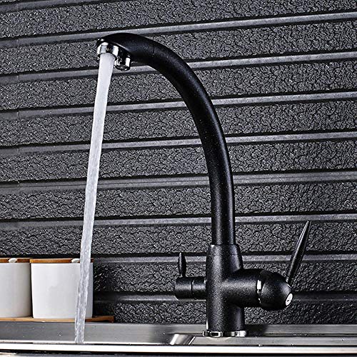 Spültisch-Mischbatterien Mit Herausziehbarem Wasserhahn, Küchenspüle Aus Massivem Messing, Doppelgriffe, Mischbatterie Für Reines Wasser Mit Heißem Und Kaltem Wasser – Schwarz Mit Punkt (Schwarz Mit Spültisch-Mischbatterien Mit Herausziehbarem Wasserhahn, Küchenspüle Aus Massivem Messing, Doppelgriffe, Mischbatterie Für Reines Wasser Mit Heißem Und Kaltem Wasser – Schwarz Mit Punkt (Schwarz Mit von WDSOPK