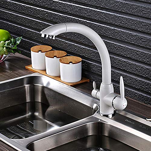 Spültisch-Mischbatterien Mit Herausziehbarem Wasserhahn, Küchenspüle Aus Massivem Messing, Doppelgriffe, Mischbatterie Für Reines Wasser Mit Heißem Und Kaltem Wasser – Schwarz Mit Punkt (Weiß Mit Pun Spültisch-Mischbatterien Mit Herausziehbarem Wasserhahn, Küchenspüle Aus Massivem Messing, Doppelgriffe, Mischbatterie Für Reines Wasser Mit Heißem Und Kaltem Wasser – Schwarz Mit Punkt (Weiß Mit Pun von WDSOPK