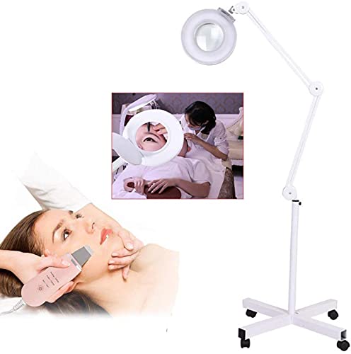 Vergrößerungs-Stehlampe, Verstellbare, Stabile, Rollende Standlupenleuchte Aus Led-Glas, 16-Fache Vergrößerung Mit Rollenden Rädern Und Kaltem Licht Für Die Gesichtsbehandlung Im Salon Und Zu Hause von WDSOPK