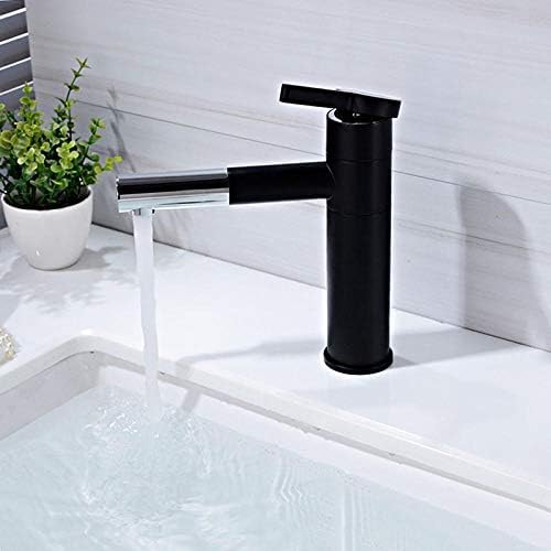 WDSOPK Badezimmerarmatur Mischbatterie Wasserhahn Mattschwarz Hochwertiger Messing Waschbecken Wasserhahn Doppelposition Drehbar-Kurz,Kurz von WDSOPK