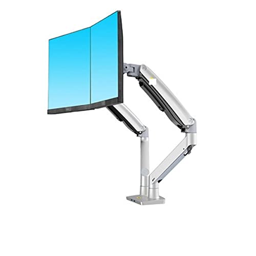 WDSOPK F195A 3–12 Kg Aluminium 22–32 Zoll Dual-Computer-Bildschirmständer Gasfederarm Vollbeweglicher Doppel-Pc-Monitorhalter Unterstützung Mit USB (Silber) von WDSOPK