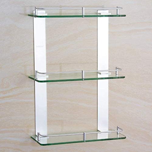 WDSOPK Glasregal 7 Mm Glasregal 3-Stufiger Duschkorb Glasregal Badezimmer Duschregal Regal Aus Gehärtetem Glas(300Mm) von WDSOPK