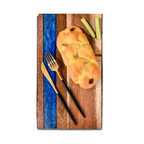 WDSOPK Handgefertigtes Schneidebrett Aus Akazienharz Mit Meereswellenmotiv, Käse, Fleisch, Obst, Dessert, Wurstbrett, Schneidebrett, Party-Serviertablett, 3 Verschiedene Größen (Blue-30Cm) von WDSOPK