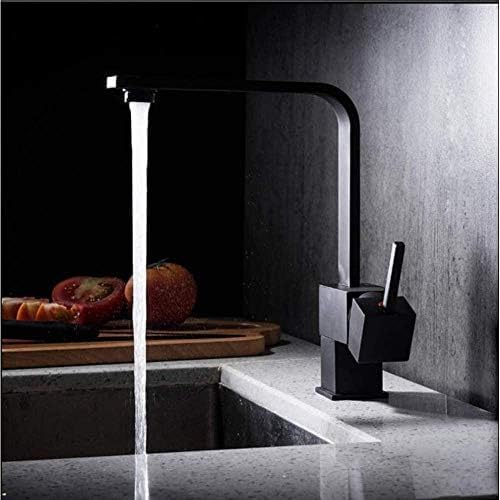 WDSOPK Küchenarmaturen Küchenarmatur Küchenarmatur Schwarz Messing Deck Küchenspüle Wasserhahn Hoher Bogen 360 Grad Drehbar Drehkran Heiß- Und Kaltmischarmatur von WDSOPK