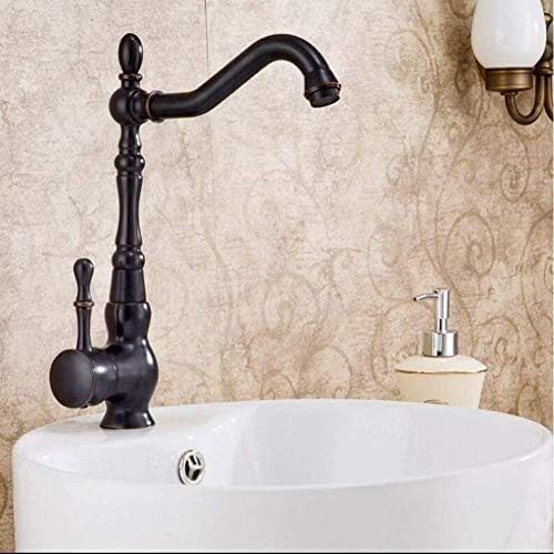 WDSOPK Küchenarmaturen Küchenarmatur Polierte Schwarze Küchenarmatur Messing Drehbare Küchenspüle Wasserhahn 360 Grad Drehbarer Wasserhahn Küchenarmatur von WDSOPK
