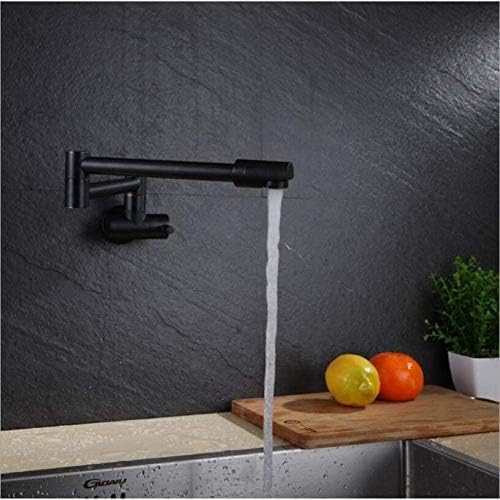 WDSOPK Küchenarmaturen Wasserhahn 360 Grad Messing Faltbar Wandmontage Schwarz Einhand Küchenspüle Spülbecken Waschbecken Wasserhahn Wasserhahn von WDSOPK