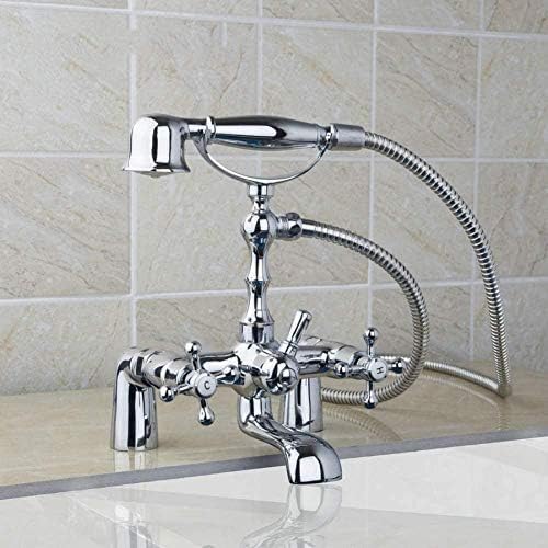 WDSOPK Küchenarmaturen Wasserhahn Telefonstil Deckmontage Badezimmer Badewanne Chrom Doppelkreuzgriffe Spültischarmatur Wasserhahn von WDSOPK