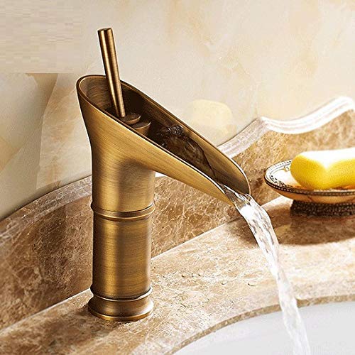 WDSOPK Küchenspüle Mischbatterie Wasserhahn Waschbecken Antik Messing Mischbatterien Wasserfallauslauf Wasserhahn Badezimmer Waschbecken Gold Bad - Gold (Gold-A) von WDSOPK