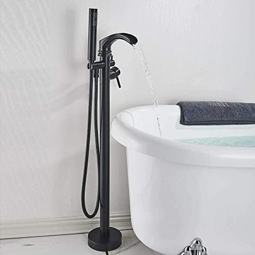 WDSOPK Mattschwarzes Badewannen-Duscharmatur-Set, Freistehender Bodenmontage-Badewannenfüllmischer-C, C(F) von WDSOPK