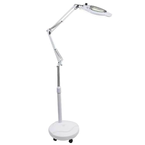WDSOPK Mobile Schattenfreie Lampe, Led-Untersuchungsleuchte Mit 3-Facher Vergrößerung Und Mobilem Ständer, Helligkeit Einstellbar Mit 360° Drehbarem Lampenkopf von WDSOPK
