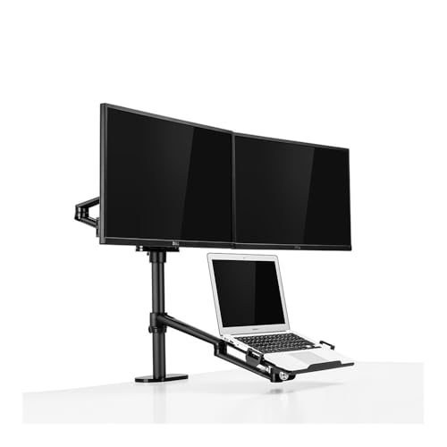 WDSOPK Monitorständer, Höhenverstellbarer Desktop-Monitorständer Aus Aluminium Mit Zwei 17-32-Zoll-Monitoren + 12-17-Zoll-Laptop-Halter, Vollbeweglicher Dreifach-Montagearm, Für Zuhause Und Büro von WDSOPK