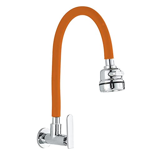 WDSOPK Ornamente Wasserhähne, Küchenspüle Wasserhähne Wandmontage Nur Kaltwasser Küchenarmatur Schwenkbarer Messing Spülbeckenhahn Badezimmerhahn/Schwarze Skulptur (Orange-A) von WDSOPK