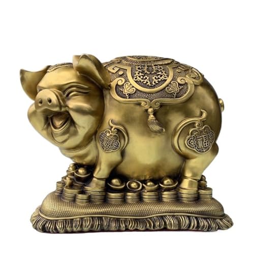 WDSOPK Statue Messing Schwein Ornamente Wohnzimmer Wohnmöbel Weinschrank Dekorationen Eingang Arbeitsplatte Handwerk Ornamente Messing Figur（One Color-M） von WDSOPK