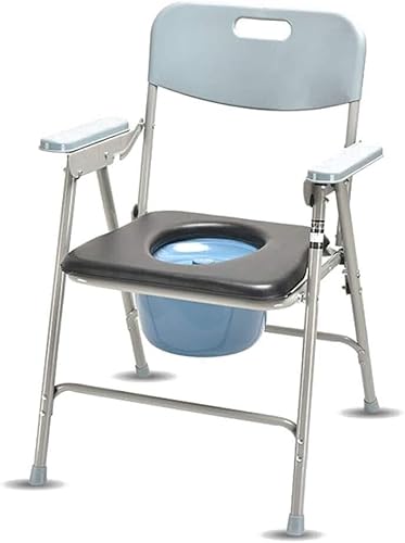 WDSOPK Stuhl, Multifunktionaler Nachttisch-Toilettensitz, Tragbarer Toiletten-Klapp-Töpfchen-/Duschstuhl Mit Sitz Und Bezug Im Toilettenstil Für Erwachsene, Behinderte Und Ältere Menschen von WDSOPK