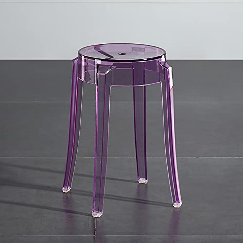 WDSOPK Transparenter Küchen- Und Esszimmerstuhl Aus Acryl – Moderne Hocker In Thekenhöhe, Stilvolle Barhocker, Akzentstuhl Für Die Inneneinrichtung（Purple-18Inch） von WDSOPK