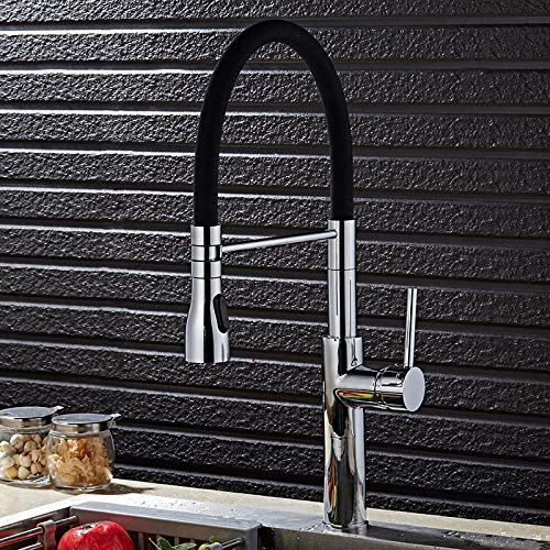 WDSOPK Wasserhähne, Nickel Pull Down Küchenarmatur Massivmessing Schwenkbar Ausziehbar Brause Spültischarmatur Wasserhahn von WDSOPK