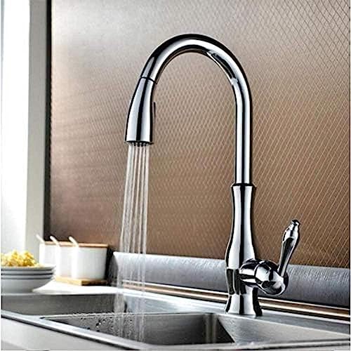 WDSOPK Wasserhahn, Verchromtes Messing, Küchenspüle, Ausziehbarer Wasserhahn, Wasserhahn Mit Ausziehbarem Duschkopf von WDSOPK