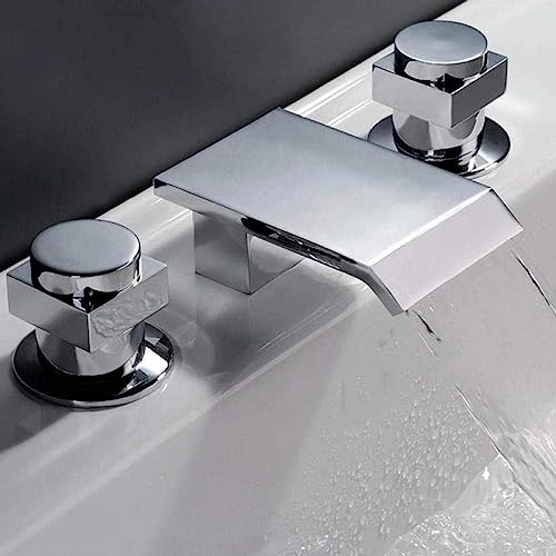 WDSOPK Weit Verbreitete Chrom Messing Badezimmer Waschbecken Wasserhahn Doppelgriffe Waschtisch Waschbecken Mischbatterie Deck, Wasserhahn von WDSOPK