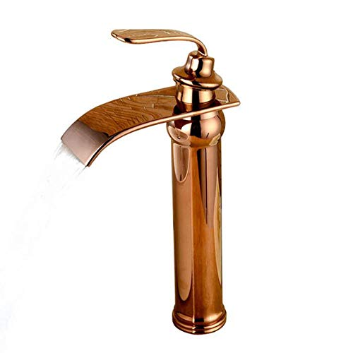 Wasserhähne, Hoher Waschtisch-Mischbatterie-Wasserhahn Mit Wasserfall-Badezimmer-Waschbeckenarmaturen, Messing-Rosetten-Wasserfall, Warm- Und Kaltwasser-Badezimmerarmatur, Einloch-Waschtisch-Mischbat von WDSOPK