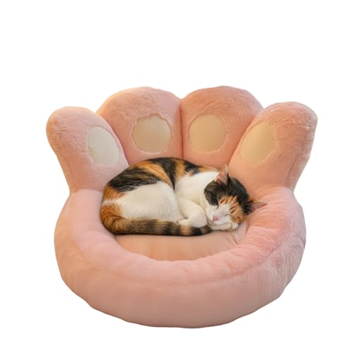 WDUDSUDUW Körbe für Katzen im Innenbereich – waschbar, Körbe für kleine und mittelgroße Hunde, Anti-Angst-Korb aus weichem Kunstpelz, in Form einer Katzenpfote, dicker Boden, Rosa, klein von WDUDSUDUW