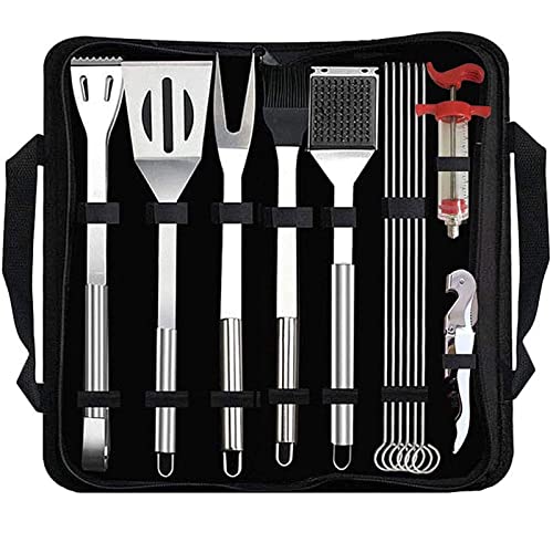 WDWDW 13-teiliges Werkzeugset, komplettes Grillzubehör in tragbarer Tasche, Edelstahl-Zubehörset mit Fleischinjektor WDWDW 13-teiliges Werkzeugset, komplettes Grillzubehör in tragbarer Tasche, Edelstahl-Zubehörset mit Fleischinjektor von WDWDW