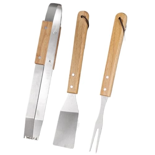 WDWDW Grillwerkzeug-Set, Edelstahlgabel, Bratspatel, gezackte, rutschfeste Clips, Outdoor-Zubehör, langlebiges dreiteiliges Set von WDWDW