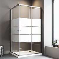 100x100x185cm Milchglas Duschkabine Eckeinstieg mit Doppel Schiebetüren 6mm ESG Glas Duschabtrennung Dusche Duschschiebetür, Höhe: 185cm von WDWRITTI