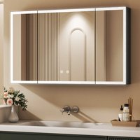 3 Türen Schwarz Spiegelschrank Bad mit Beleuchtung 100x60cm, LED Spiegelschrank Bad-Hängeschränke Medizinschrank mit Touch-Schalter, 3 Einstellbare 3 Türen Schwarz Spiegelschrank Bad mit Beleuchtung 100x60cm, LED Spiegelschrank Bad-Hängeschränke Medizinschrank mit Touch-Schalter, 3 Einstellbare von WDWRITTI