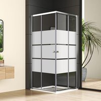 75x75cm Duschkabine Eckeinstieg mit Doppel Schiebetüren Duschabtrennung Duschschiebetür 6mm ESG Glas, Milchglas, Höhe 185cm 75x75cm Duschkabine Eckeinstieg mit Doppel Schiebetüren Duschabtrennung Duschschiebetür 6mm ESG Glas, Milchglas, Höhe 185cm von WDWRITTI