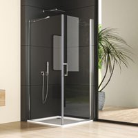 75x75x195cm Duschkabine Schwingtür mit Seitenwand Duschkabine Eckeinstieg Duschabtrennung Einzelschwingtür mit festem Seitenteil, 6mm NANO ESG Glas, von WDWRITTI
