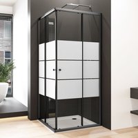 80x80x185cm Duschkabine Schwarz Duschabtrennung Eckeinstieg mit Doppel Schiebetüren 6mm ESG Glas Dusche Duschschiebetür, Milchglas von WDWRITTI