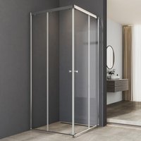 Duschkabine 100x90cm Eckeinstieg mit Doppel Schiebetüren Duschabtrennung Duschschiebetür Duschwand 6mm ESG Glas, LINKS & RECHTS MONTIERBAR, Höhe 185cm von WDWRITTI