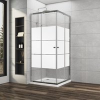 Duschkabine Milchglas 100x80x185cm Eckeinstieg mit Doppel Schiebetüren Duschabtrennung Dusche Duschschiebetür 6mm ESG Glas, LINKS & RECHTS MONTIERBAR von WDWRITTI