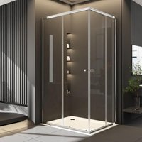 Duschkabinen 100 x 90 cm Schiebetür Duschkabine Eckeinstieg mit Doppel Schiebetüren Duschabtrennung Duschschiebetür 6mm ESG Glas, LINKS & RECHTS von WDWRITTI