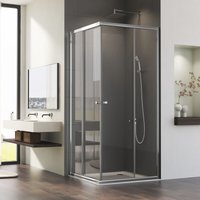 Duschkabinen 100 x 90 cm Schiebetür Duschkabine Eckeinstieg mit Doppel Schiebetüren Duschabtrennung Duschschiebetür Duschwand 6mm ESG Glas, LINKS & von WDWRITTI