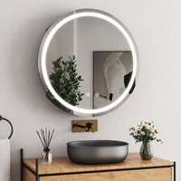 LED Spiegelschrank Bad mit Beleuchtung 60 x 60 cm, Medizinschrank Spiegelschrank Rund mit Touch-Schalter, 3 Einstellbare Lichtfarben, Beschlagfrei, von WDWRITTI