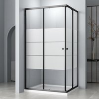 Schwarz Duschkabine 100x80cm Milchglas Eckeinstieg mit Doppel Schiebetüren Duschabtrennung Duschschiebetür 6mm ESG Glas, LINKS & RECHTS MONTIERBAR, Schwarz Duschkabine 100x80cm Milchglas Eckeinstieg mit Doppel Schiebetüren Duschabtrennung Duschschiebetür 6mm ESG Glas, LINKS & RECHTS MONTIERBAR, von WDWRITTI