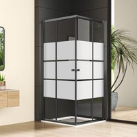 Schwarz Duschkabine 90x90x185cm Milchglas Eckeinstieg mit Doppel Schiebetüren Duschabtrennung Dusche Duschschiebetür 6mm ESG Glas, LINKS & RECHTS Schwarz Duschkabine 90x90x185cm Milchglas Eckeinstieg mit Doppel Schiebetüren Duschabtrennung Dusche Duschschiebetür 6mm ESG Glas, LINKS & RECHTS von WDWRITTI