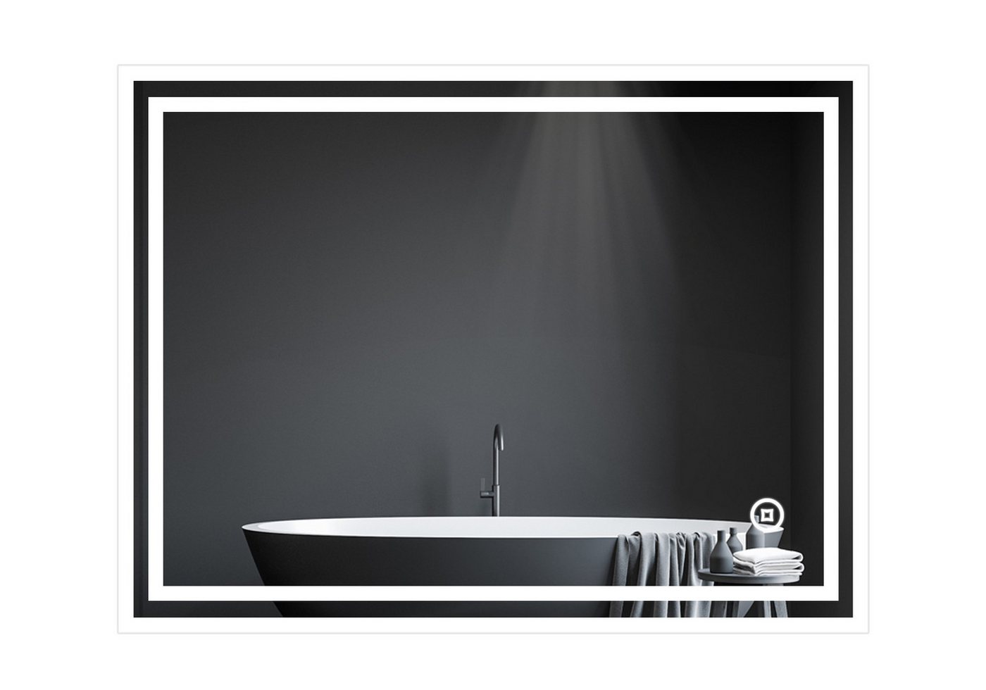 WDWRITTI Badspiegel 4-In-1 LED Spiegel Bad Warm/Neutral/Kaltweiß Dimmbar (Wandspiegel, Dimmbar, 3Lichtfarben, Speicherfunktion), Touch Wandschalter auswählbar von WDWRITTI