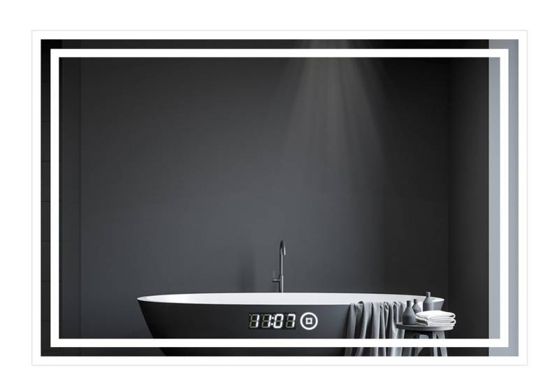 WDWRITTI Badspiegel 5 in 1 100x60 LED Badspiegel mit Beleuchtung & Uhr 3000-6500K Dimmbar (LED Badezimmerspiegel Digitaluhr, Touch, Wandschalter), Energiesparend, IP44 von WDWRITTI