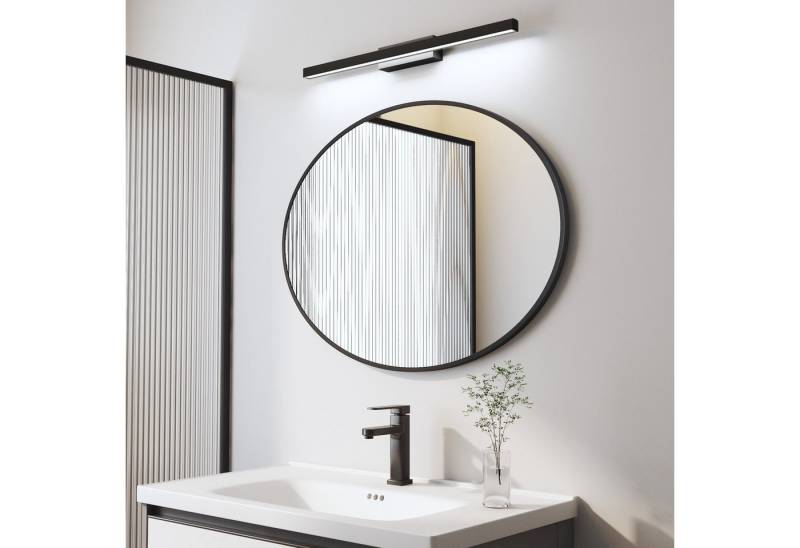 WDWRITTI Badspiegel mit licht Oval 50x70 Wandspiegel Schwarz mit 60cm LED Wandleuchte (Badezimmerspiegel-Set, mit Spiegelleuchte Kaltweiß Licht), 2 Installationsmethoden von WDWRITTI