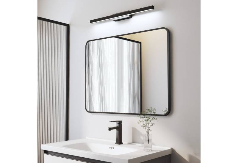 WDWRITTI Spiegel mit licht Badspiegel Wandspiegel mit 60cm LED Wandleuchte Kaltweiß (Rechteckig, 100x60, 80x60, 70x50, 60x40), HD Spiegel mit Metall Rahmen von WDWRITTI