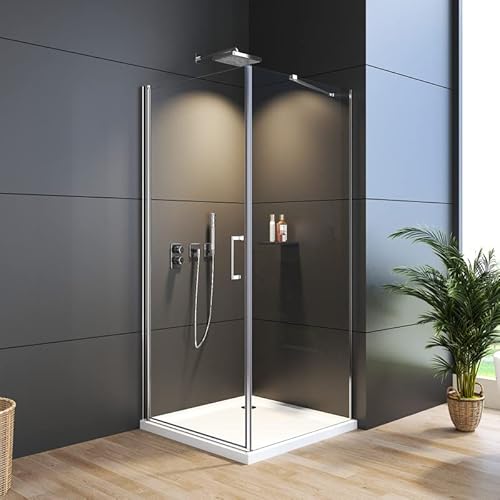 WDWRITTI Duschkabine 90x80 Eckeinstieg Dusche Duschkabine, Schwingtür mit 80cm Seitenwand Duschabtrennung aus 6mm ESG Sicherheitsglas Duschtür Höhe 185 cm WDWRITTI Duschkabine 90x80 Eckeinstieg Dusche Duschkabine, Schwingtür mit 80cm Seitenwand Duschabtrennung aus 6mm ESG Sicherheitsglas Duschtür Höhe 185 cm von WDWRITTI