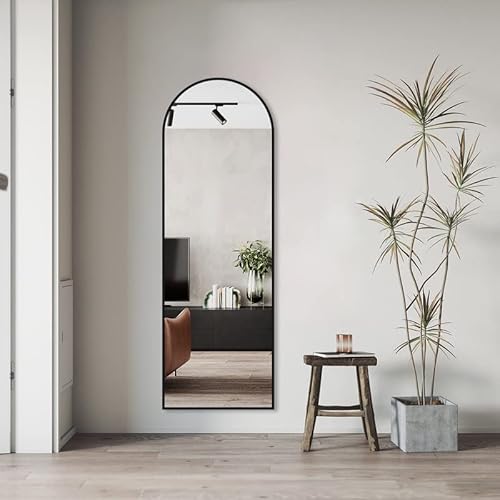 WDWRITTI Gewölbter Ganzkörper-Spiegel, 50x150cm an Wandspiegel gelehnt, über der Türhängerspiegel, Wandspiegel für Schlafzimmer Wohnzimmer von WDWRITTI