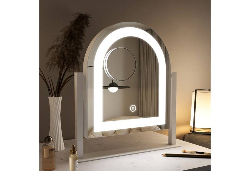 WDWRITTI Kosmetikspiegel mit licht LED Schminkspiegel 10x Vergrößerung (Tischspiegel, Kalt/Neutral/Warmweiß, Dimmbar, Speicherfunktion), 360°Drehbar, mit Netzadapter von WDWRITTI