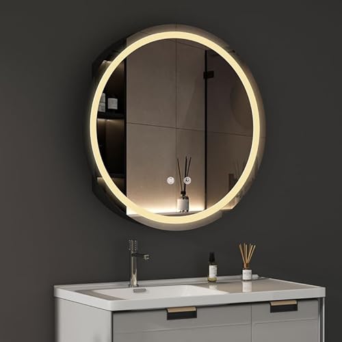 WDWRITTI LED Spiegelschrank mit Beleuchtung 80x80x11cm Badezimmerschrank, Bad Metall Badschrank Medizinschrank Spiegel Kabinett mit 3-Farben Dimmbar, Beschlagfrei, Steckdose von WDWRITTI