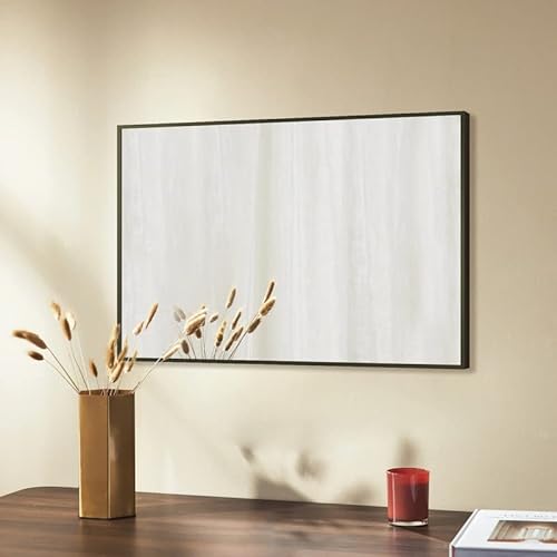 WDWRITTI Schwarz Spiegel 60x80 cm Rechteckiger Badspiegel, Wandspiegel Wandmontage Metallrahmen Badezimmerspiegel HD Groß Schminkspiegel für Badezimmer, Schlafzimmer, gäste wc, Wohnzimmer WDWRITTI Schwarz Spiegel 60x80 cm Rechteckiger Badspiegel, Wandspiegel Wandmontage Metallrahmen Badezimmerspiegel HD Groß Schminkspiegel für Badezimmer, Schlafzimmer, gäste wc, Wohnzimmer von WDWRITTI