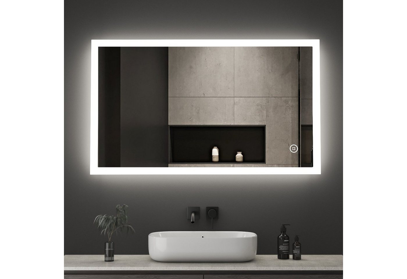 WDWRITTI Spiegel LED Badspiegel 120x70 Kalt/Neutral/Warmweiß Dimmbar Speicherfunktion (Wandspiegel mit beleuchtung groß Lichtspiegel, Touch, Wandschalter), energiesparender, IP44 von WDWRITTI